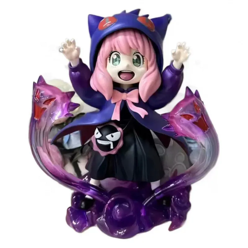Spy x Family Anya Forger Gengar Cosplay GK Figure – Crossover Resin Statue, Pokémon-Inspired Collectible Display Ornament